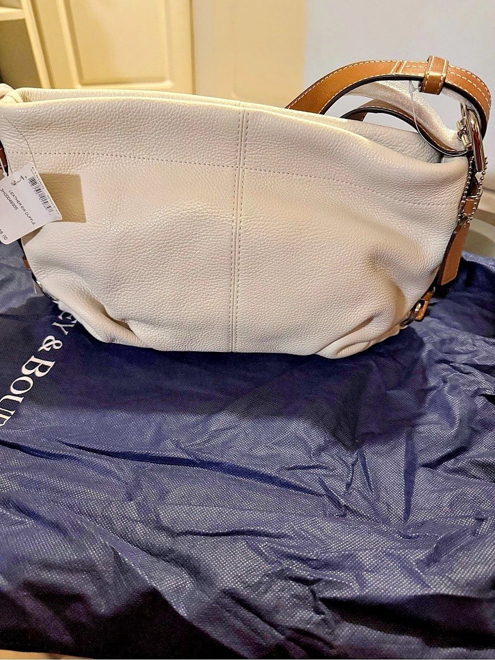 Coach Abby Duffle Shoulder Bag White & Brown new with plastic and tags